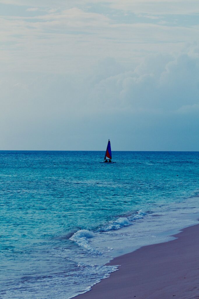 Coucher de soleil en catamaran — Grand Baie — gros plan